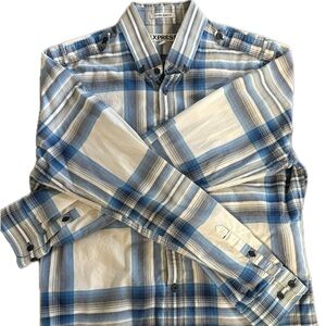 Express White and Blue Checkered Shirt